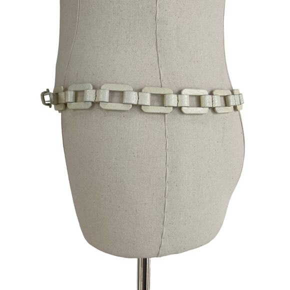 Prada White Leather Chain Link Belte - Picture 4 of 8